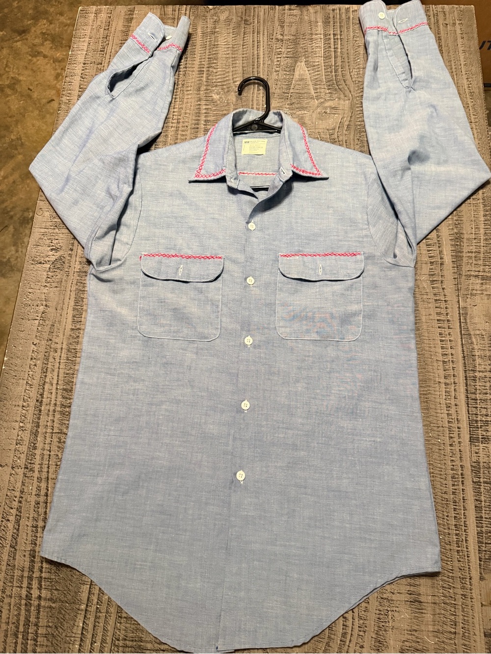 JCPenneys Vintage Chambray Big Mac Embroidered Button Up Shirt